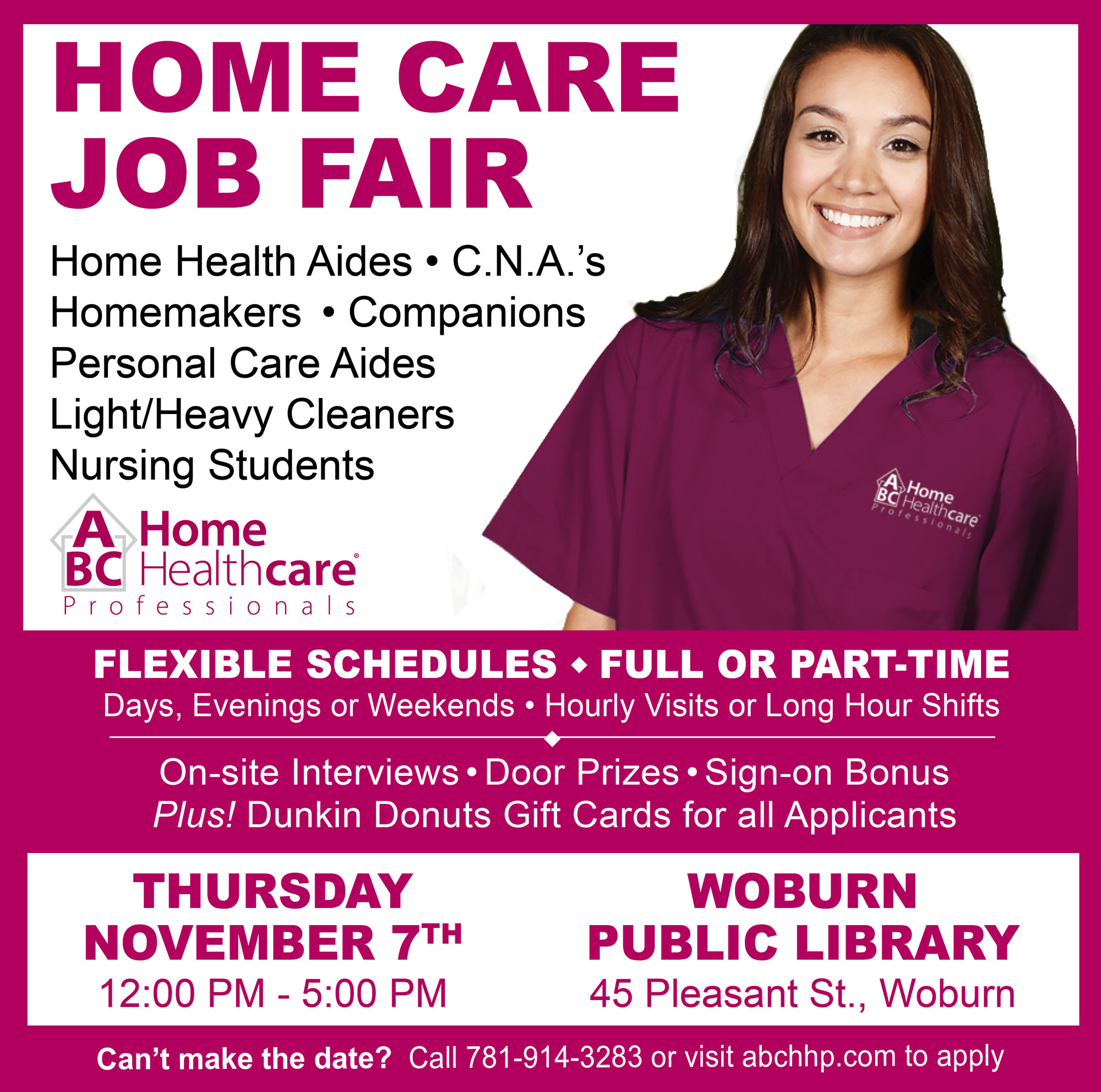 JOB FAIR WOBURN WEB ABC Home Healthcare Professionals